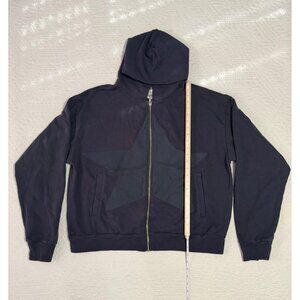 Basketcase Gallery Cropped Star Zip Up Hoodie Black Men's Size L